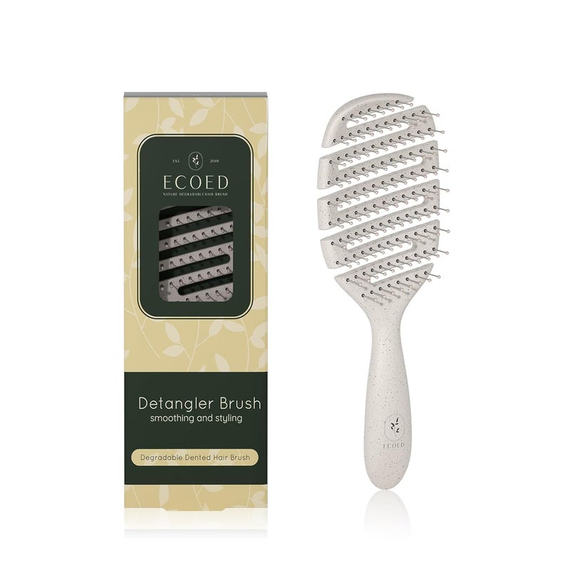 ecoed Detangler Hairbrush, Soft Bristle Detangling Brush for Straight, Wavy,Curly and Fine Hair, Dry and Wet, Quick Smoothing for Women and Men, Eco-Friendly & Sustainable Material (Natural) - Image 1